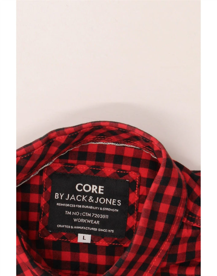 JACK & JONES Mens Shirt Large Red Gingham Cotton Vintage Jack & Jones and Second-Hand Jack & Jones from Messina Hembry 