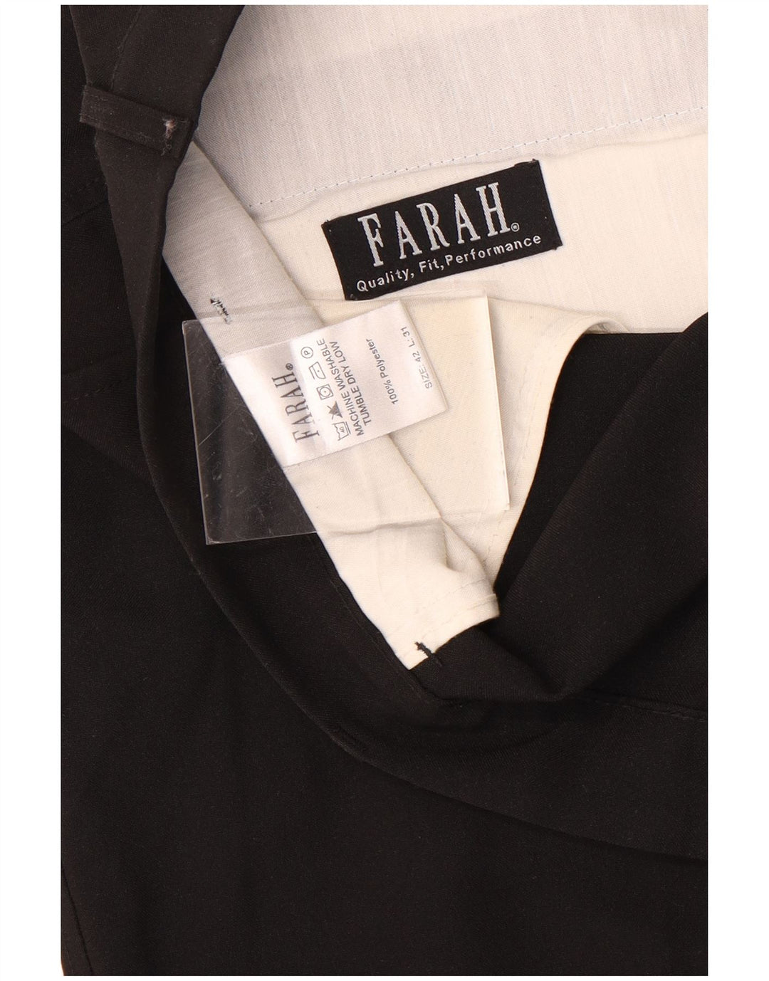 Męskie zwężane spodnie Chino FARAH W42 L31 Czarny poliester