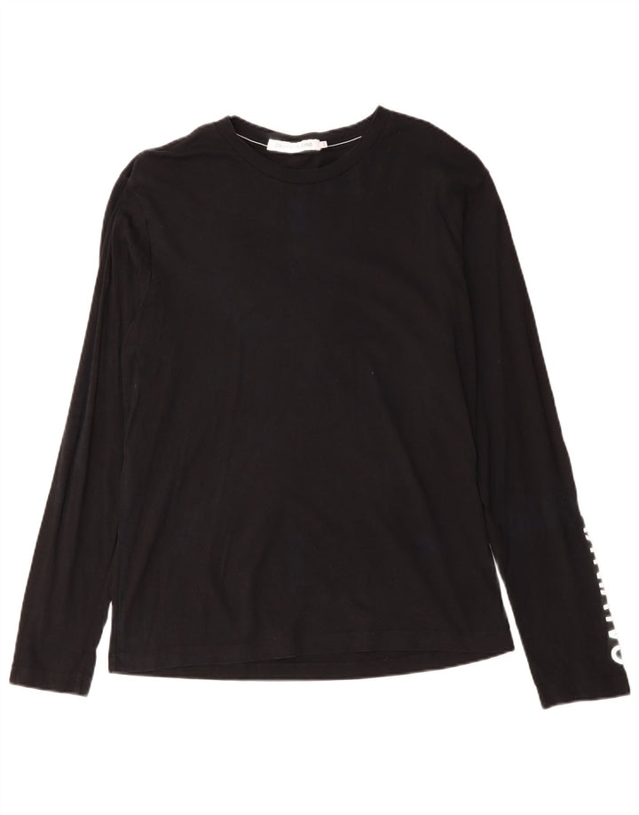 Męskie jeansy Calvin Klein z grafiką, długimi rękawami, duże, czarne, bawełniane