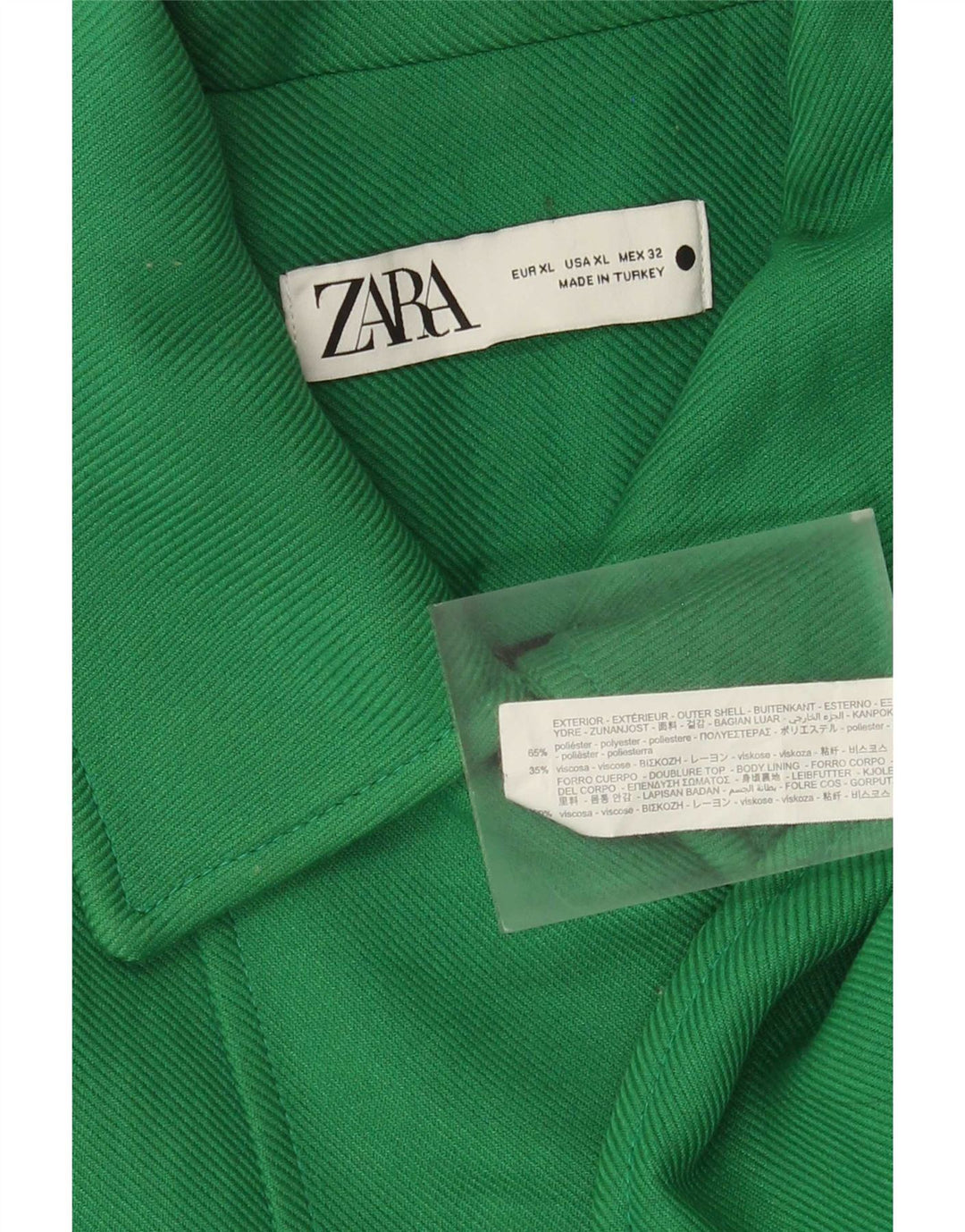 Damski płaszcz z podwójnymi piersiami Zara UK 18 XL Zielony poliester