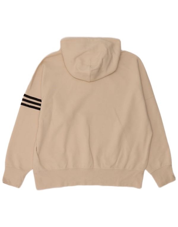 Męska bluza z kapturem Adidas o luźnym kroju, średnia beżowa bawełna