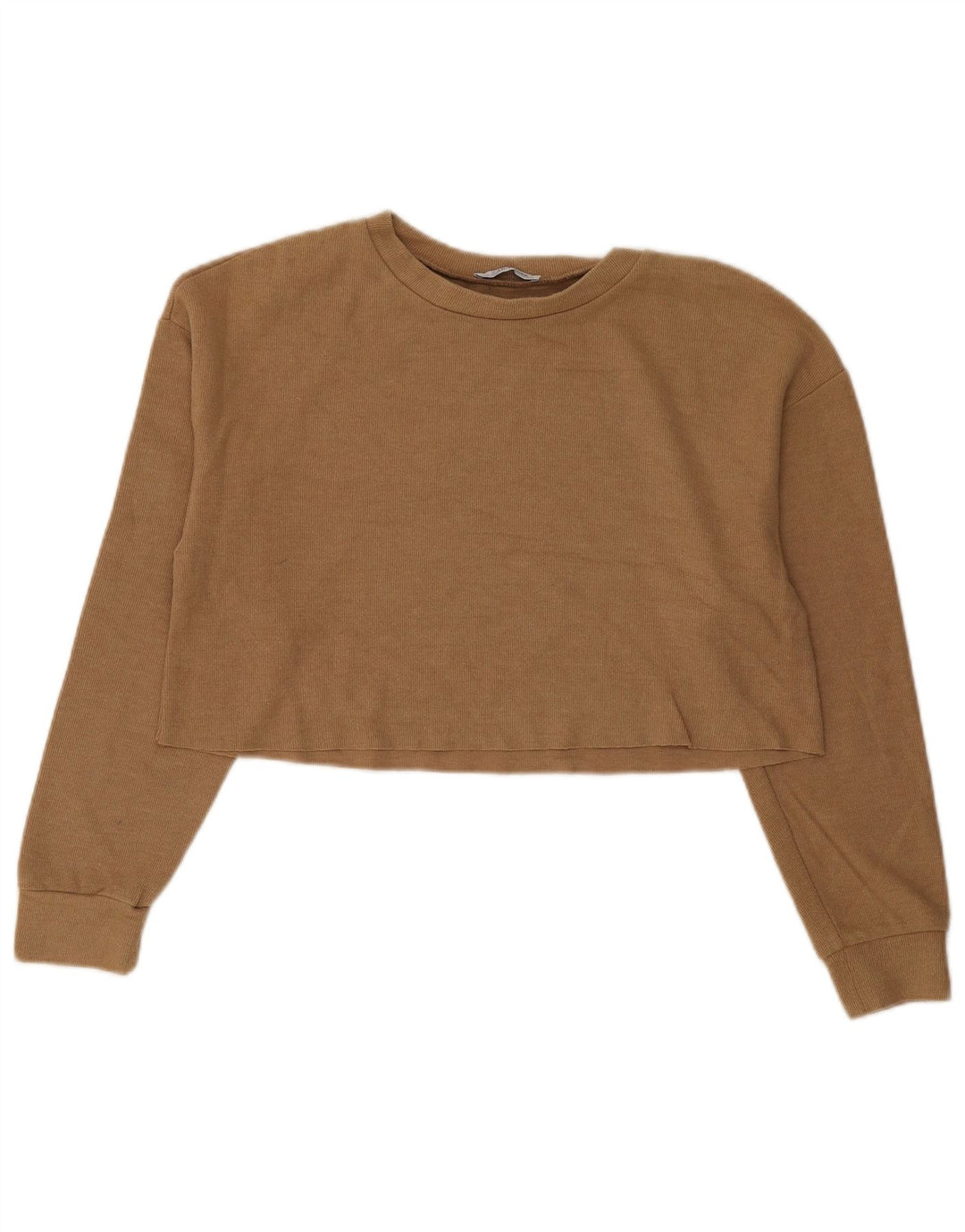 Damski krótki top Trafaluc Oversize Zara, mały, brązowy, bawełniany