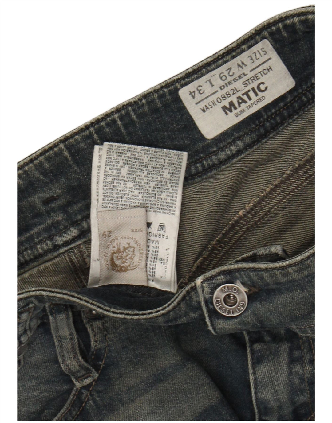 DIESEL Damskie jeansy Matic Acid Wash Slim Tapered W29 L29 Niebieska bawełna