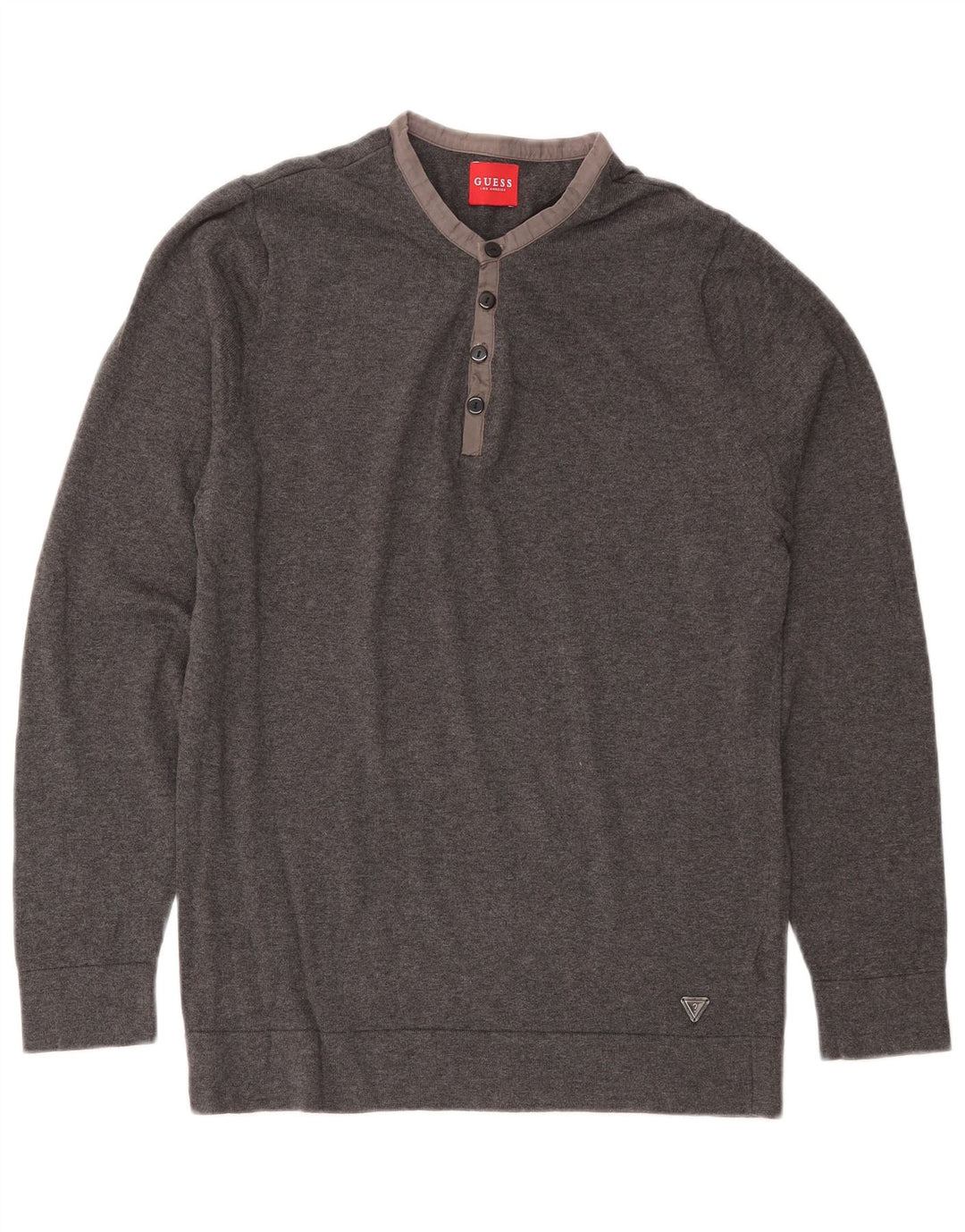 Męski sweter GUESS z okrągłym dekoltem, duży, szary, bawełniany