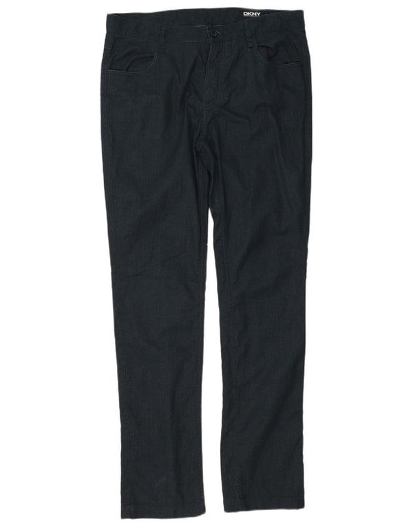 Dkny Mens Slim Casual Trousers W34 L34 Navy Blue Cotton