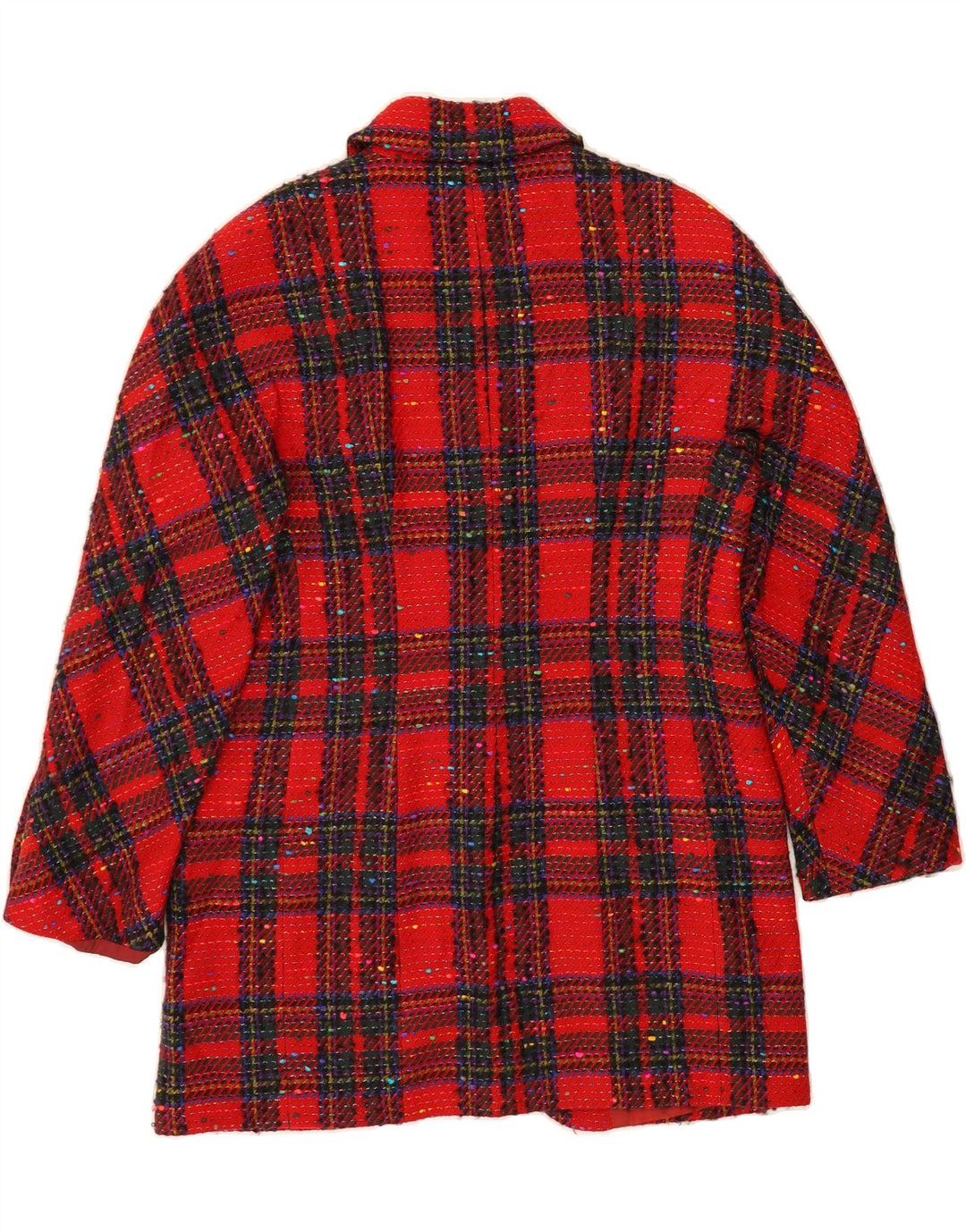REIMER CLAUSSEN Womens Overcoat UK 16 Large  Red Check Polyacrylic Vintage Reimer Claussen and Second-Hand Reimer Claussen from Messina Hembry 