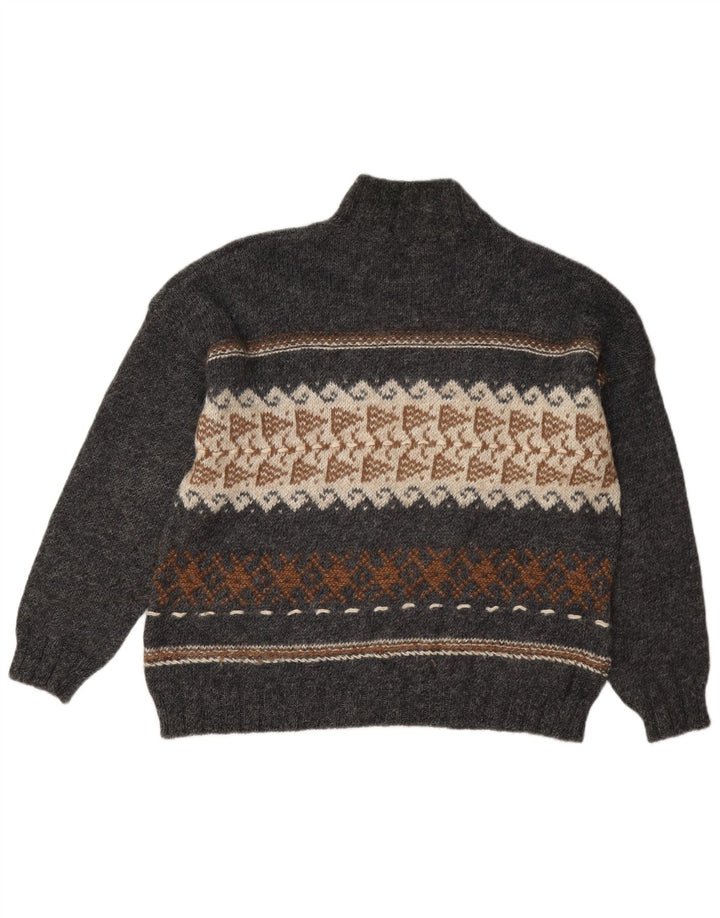 Sweter damski Sisley z golfem UK 16, duży, szary, geometryczny