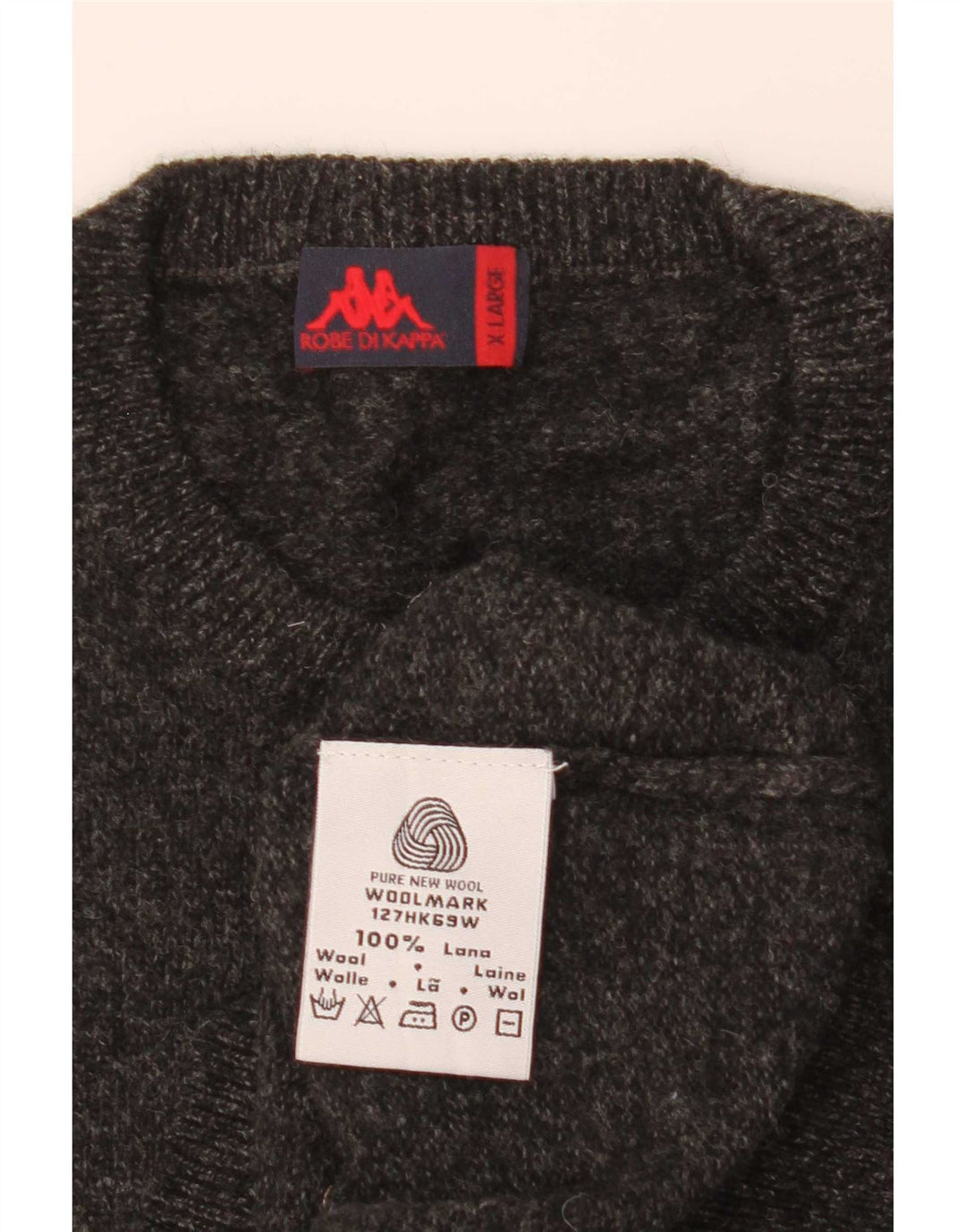 Męski sweter z okrągłym dekoltem Kappa XL, czarna wełna