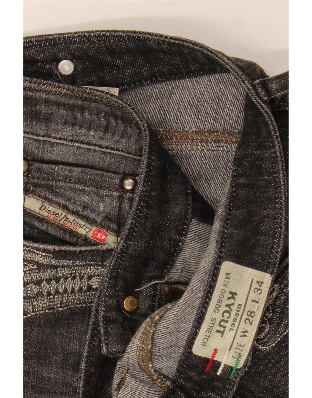 Damskie jeansy Diesel Kycut Straight W28 L34 Czarne bawełniane