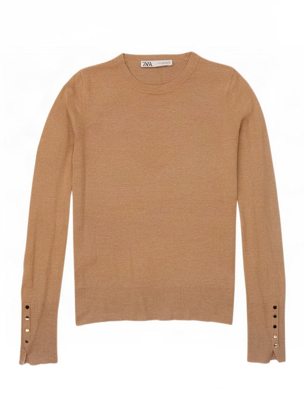 Sweter damski Zara z okrągłym dekoltem UK 10 Small Beige