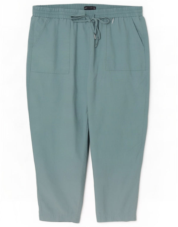 Marks & Spencer Womens High Waist Casual Trousers UK 20 2XL W38 L26 Blue
