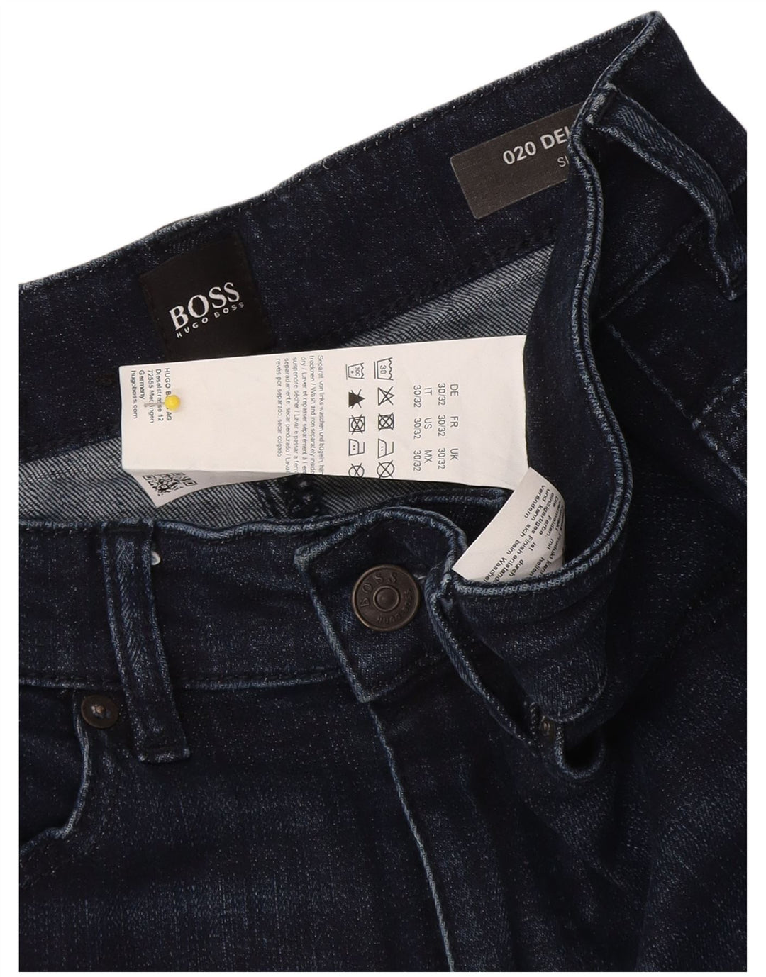 Męskie jeansy ze stretchem Hugo Boss W30 L32 Granatowa bawełna