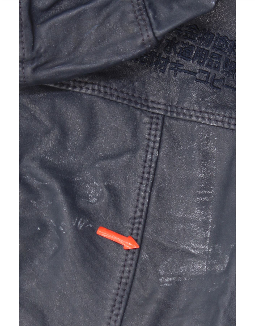 Damska skórzana kurtka z kapturem Superdry UK 14, średnia granatowa skóra