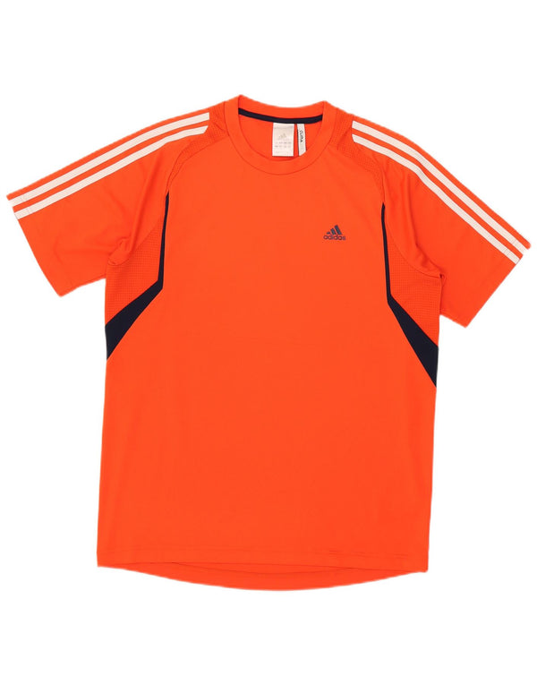 Adidas Męska koszulka Climalite Top, średnia, pomarańczowa, poliester z blokami kolorów