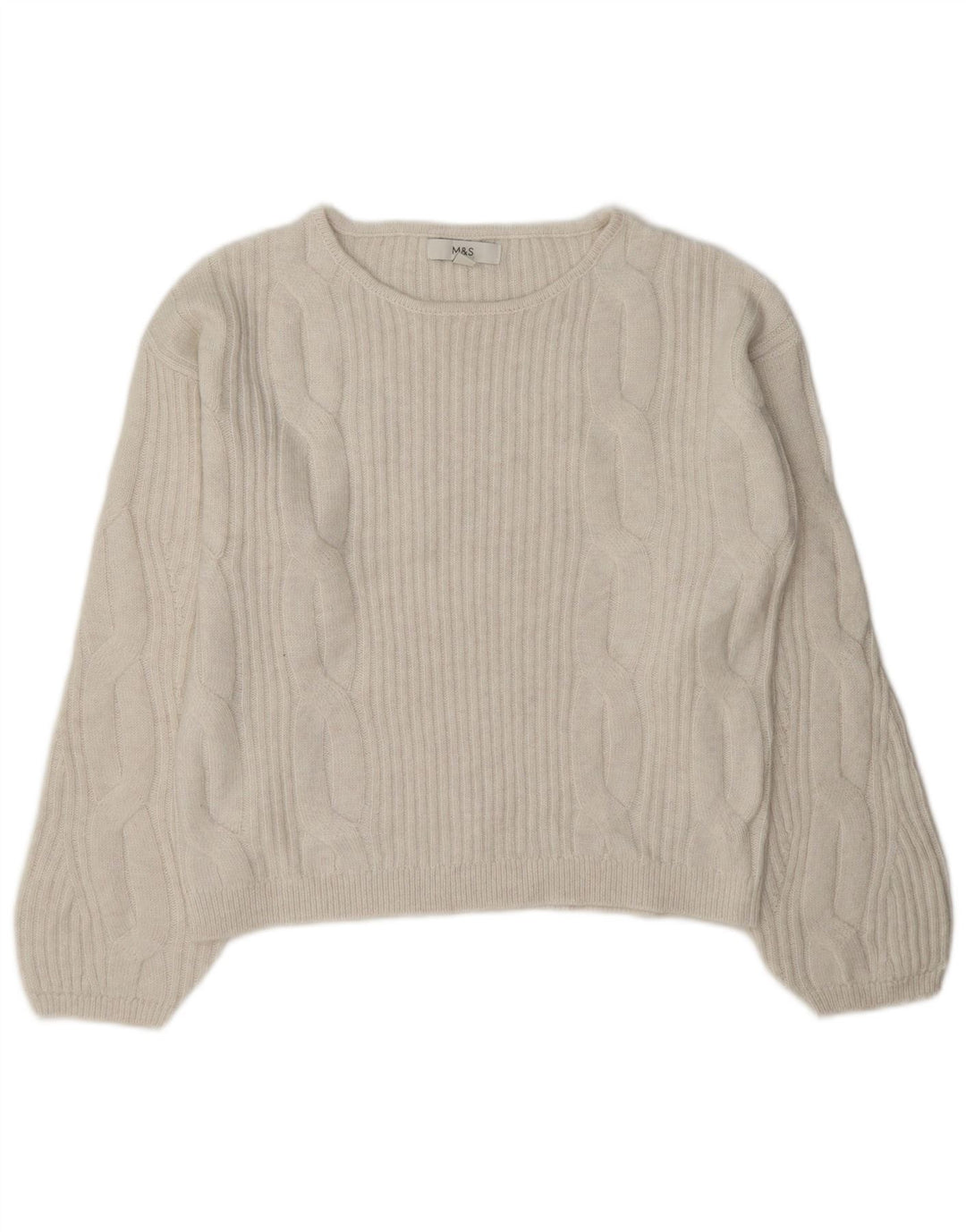 Marks & Spencer Damski sweter oversize z dekoltem w łódkę, UK 10, mały, biały