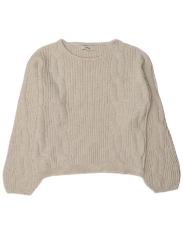 Marks & Spencer Damski sweter oversize z dekoltem w łódkę, UK 10, mały, biały
