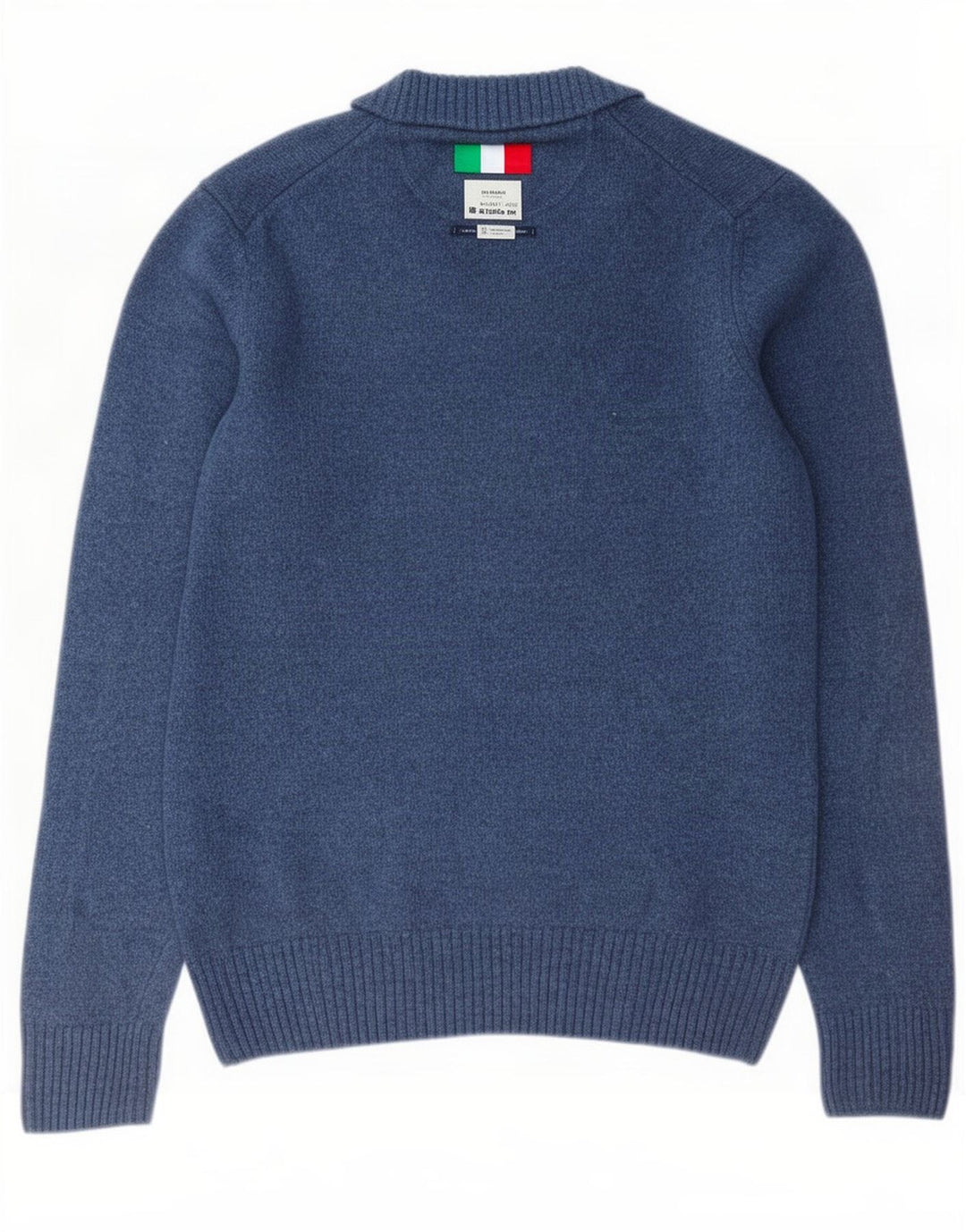 Marlboro Classics Męski sweter z dekoltem w kształcie litery V, duży, niebieski, wełniany