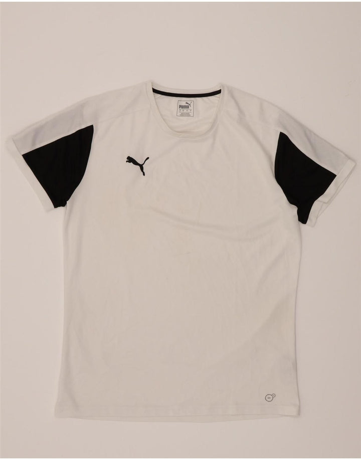 Męski T-shirt Puma, duży, biały, poliestrowy blok kolorów