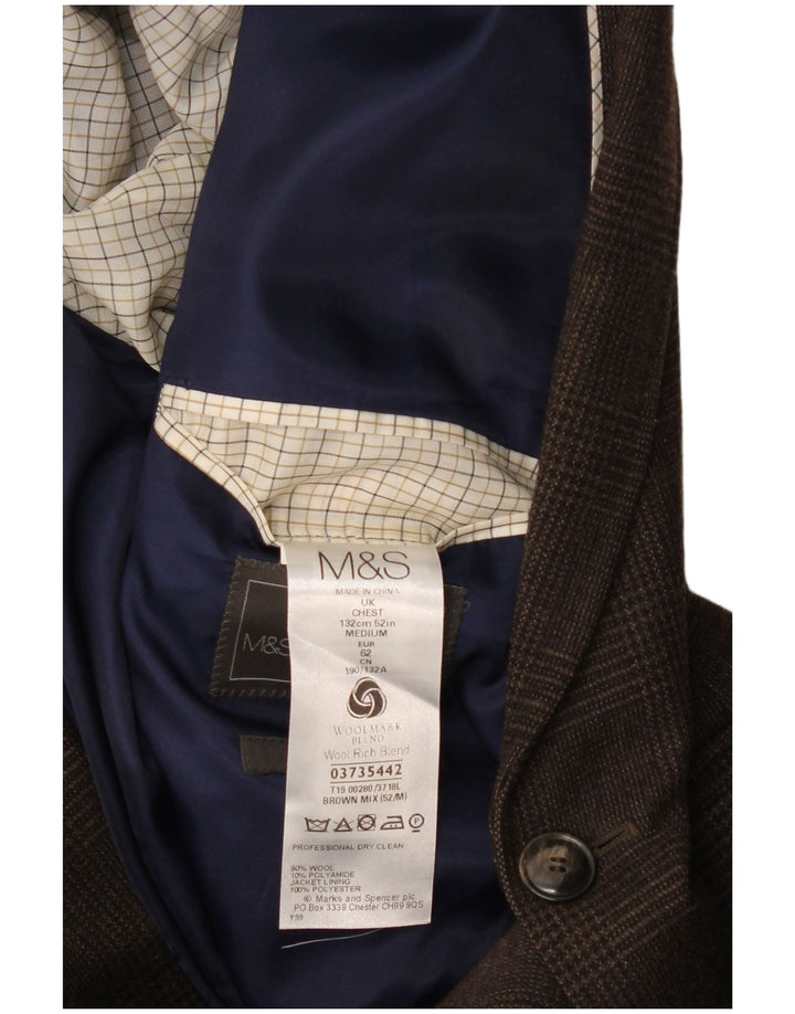 Marks & Spencer Męska marynarka zapinana na 2 guziki UK 52 3XL Brązowa pepitka