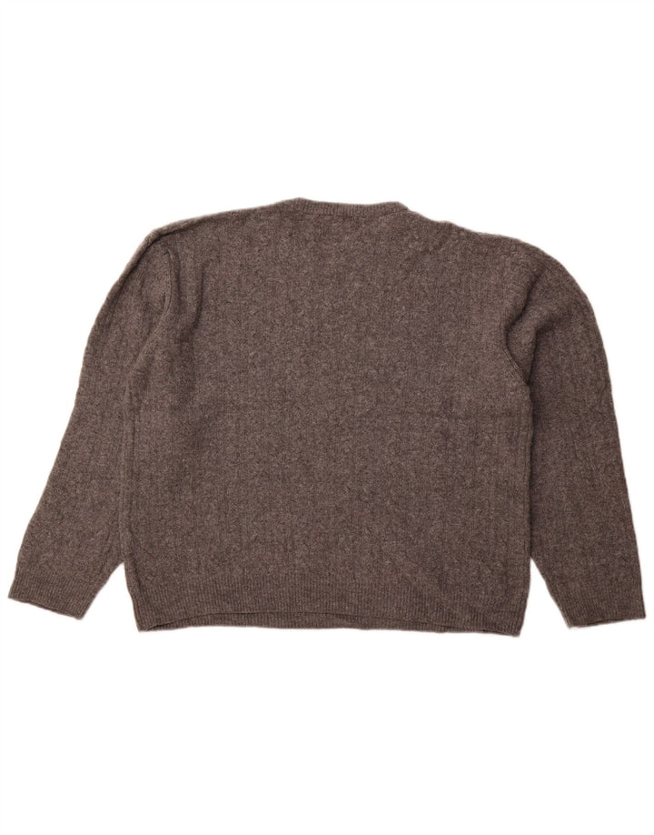 Marks & Spencer Męski sweter z okrągłym dekoltem XL, szary, z owczej wełny