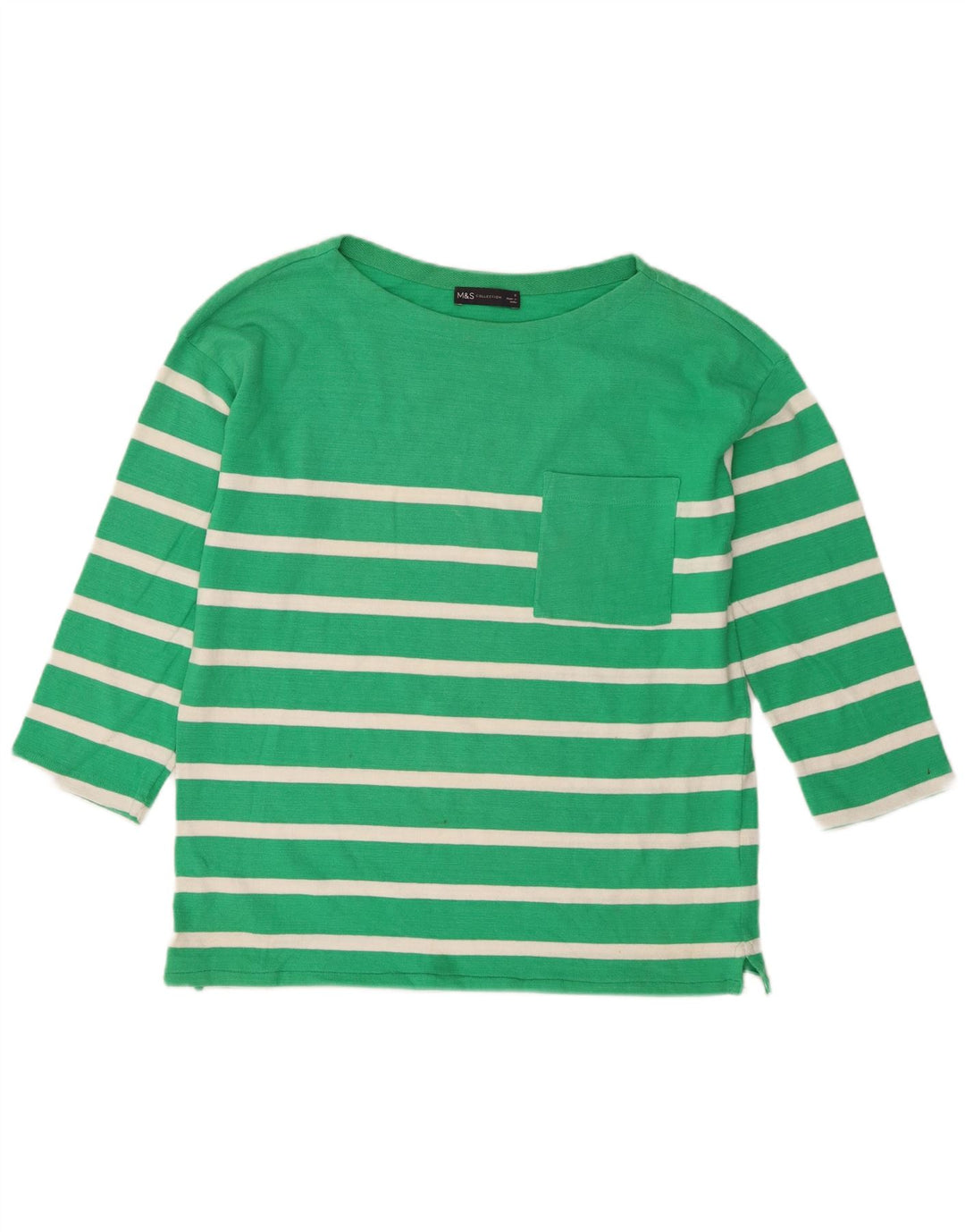Marks & Spencer Damski top oversize z rękawem 3/4, UK 8, w małe zielone paski