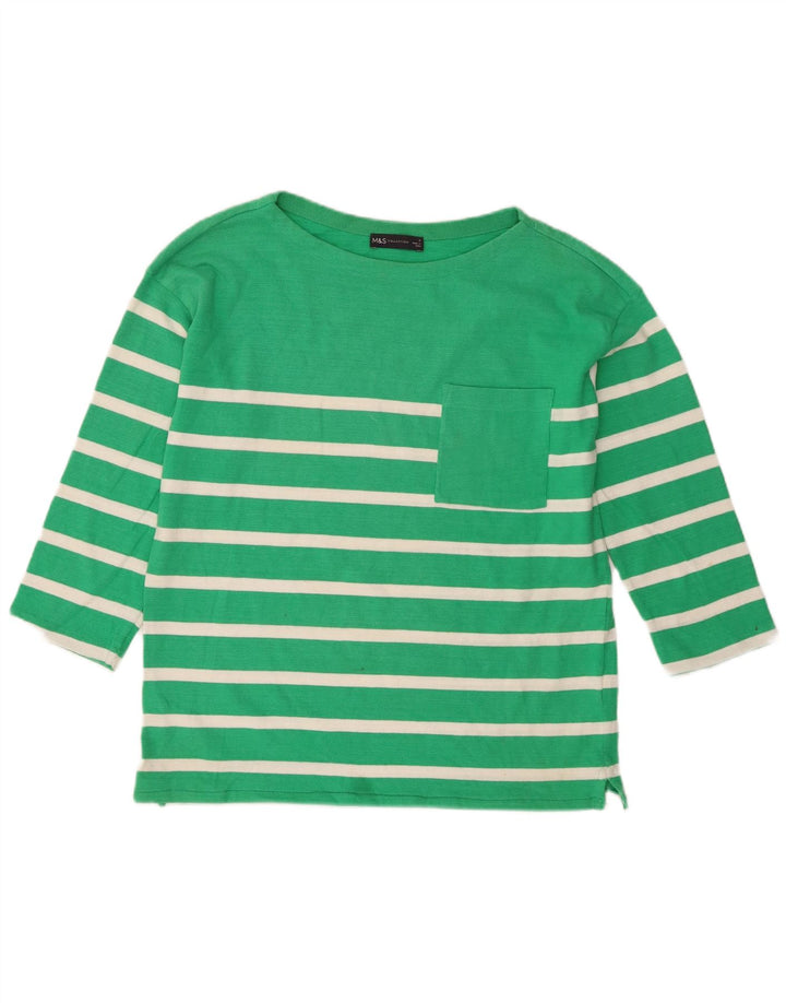 Marks & Spencer Damski top oversize z rękawem 3/4, UK 8, w małe zielone paski