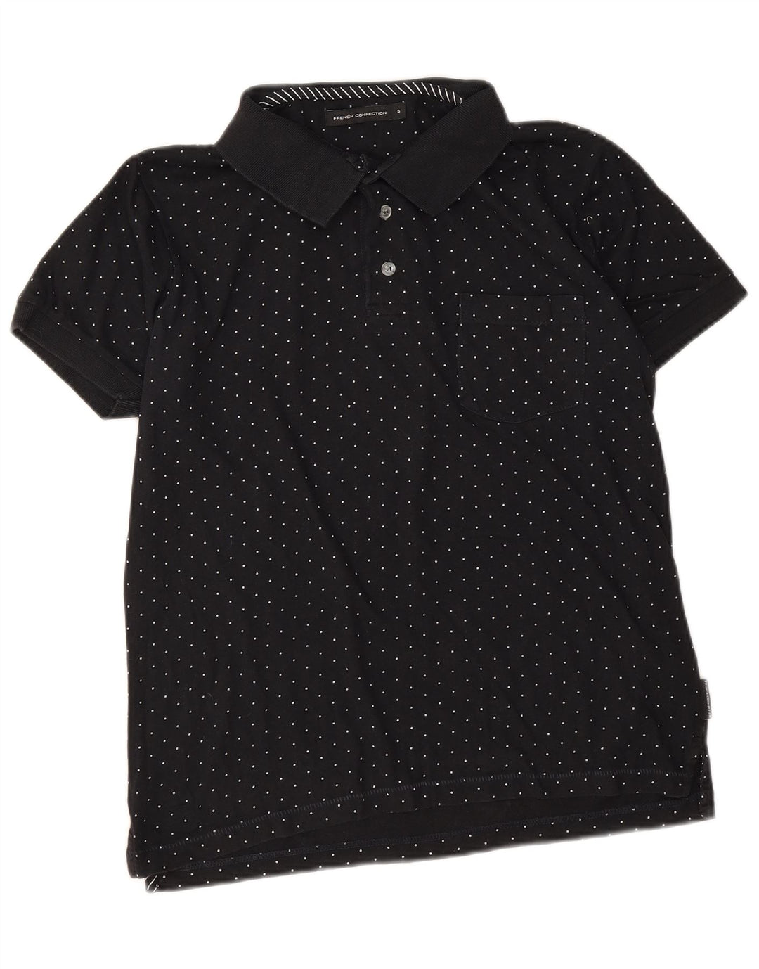 Męska koszulka polo French Connection, mała, czarna, bawełniana w cętki