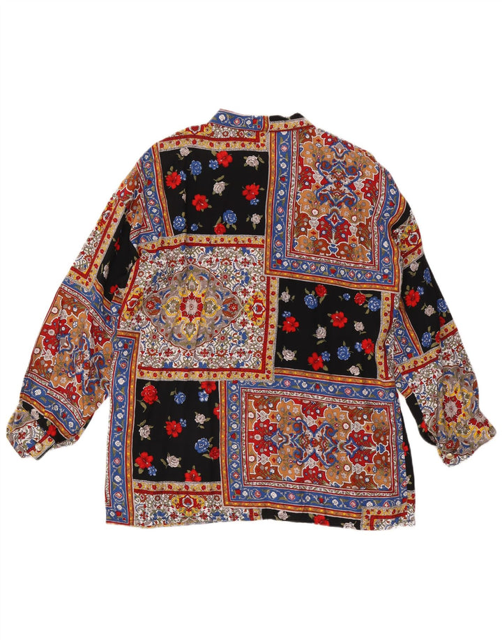 Damska bluzka koszulowa VINTAGE UK 16, duża, wielobarwna, patchworkowa wiskoza