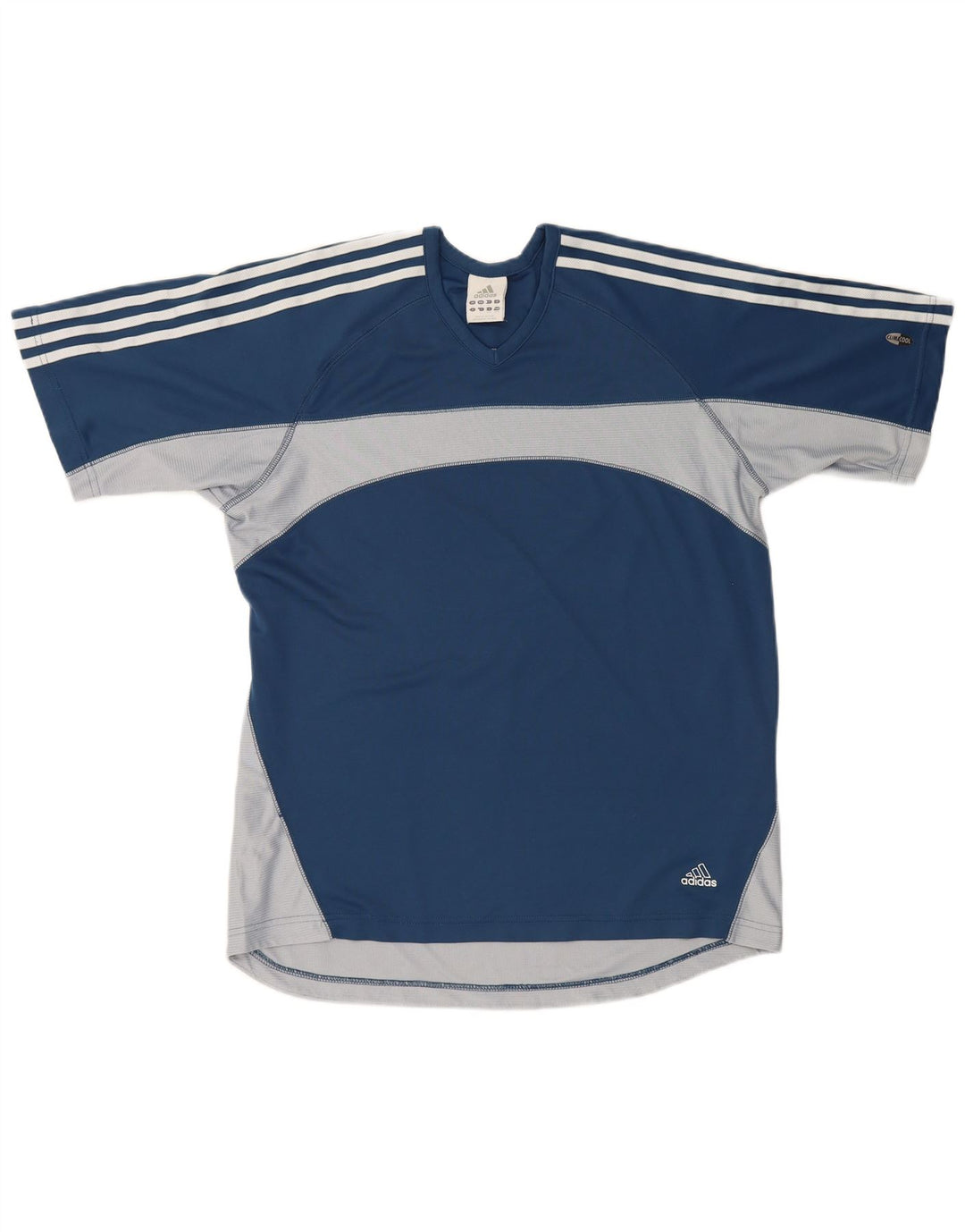 Adidas Męski T-shirt Climacool Top Duży Granatowy Poliester z blokami kolorów