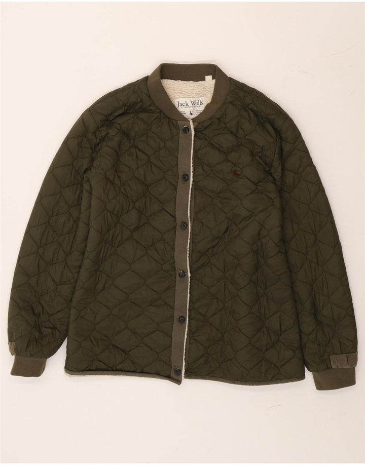 Damska pikowana kurtka Jack Wills Sherpa UK 14, duża, zielona poliamid