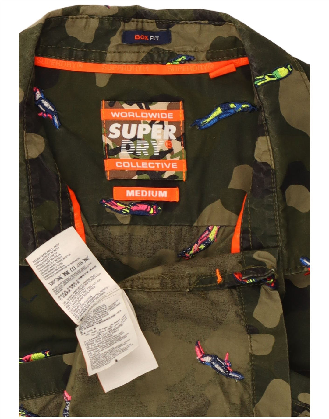 Męska koszula z krótkim rękawem Superdry Box Fit, średnia bawełna w kolorze khaki