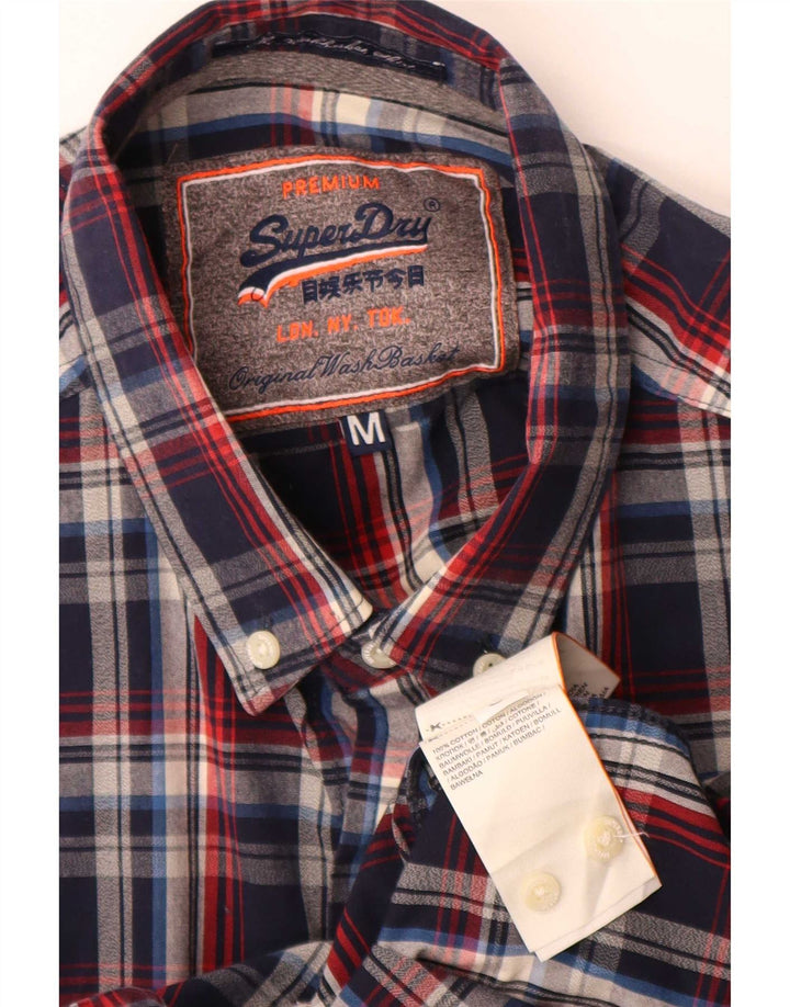 Męska koszula flanelowa Superdry, bawełniana, w średnią granatową kratkę
