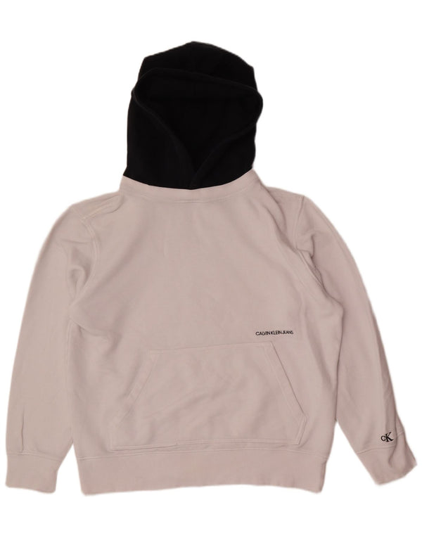 Męska bluza z kapturem Calvin Klein Jeans XL, biała, bawełniana w bloki kolorów
