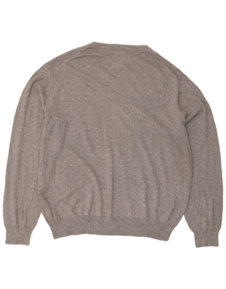 Męski sweter Chaps z dekoltem w kształcie litery V, 2XL, szara bawełna