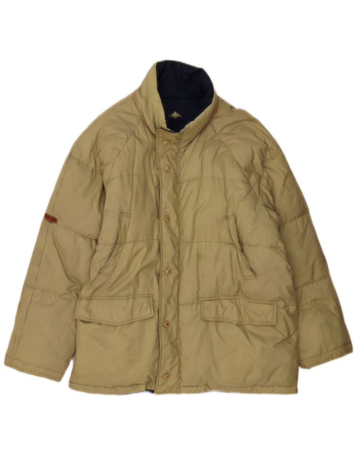 Vintage męska dwustronna, luźna wyściełana kurtka UK 38 Medium Khaki