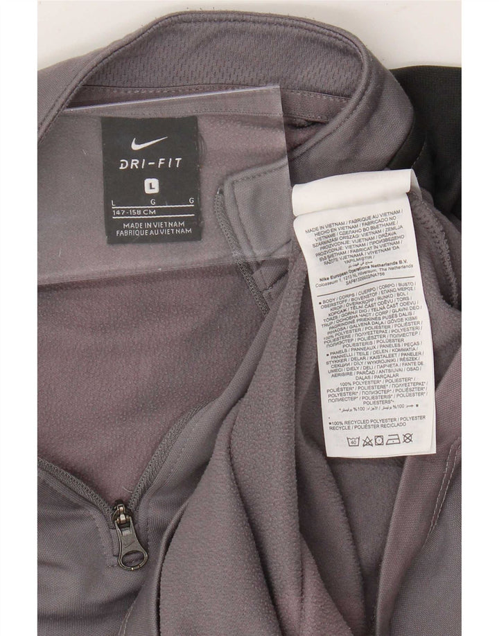 Chłopięcy dres Nike Dri Fit z pulowerem na 12-13 lat, duży, szary, z blokami kolorów