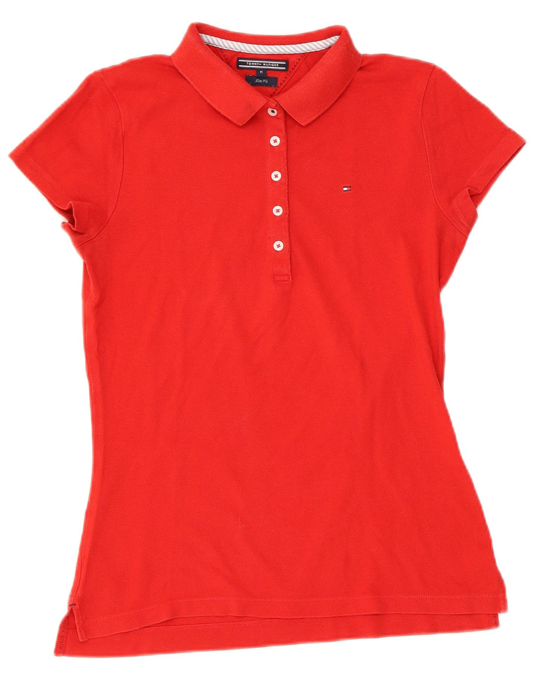 Damska koszulka polo slim fit TOMMY HILFIGER UK 12, średnia czerwień