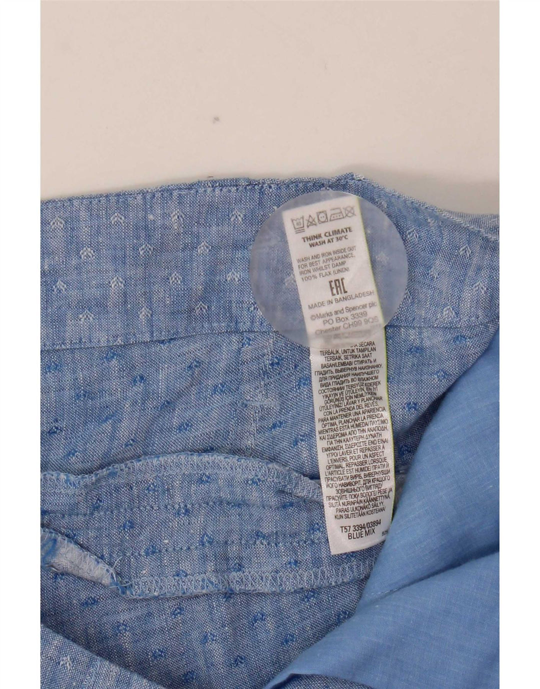 Marks & Spencer Damskie spodenki Chino UK 12 Medium W32 Niebieskie geometryczne