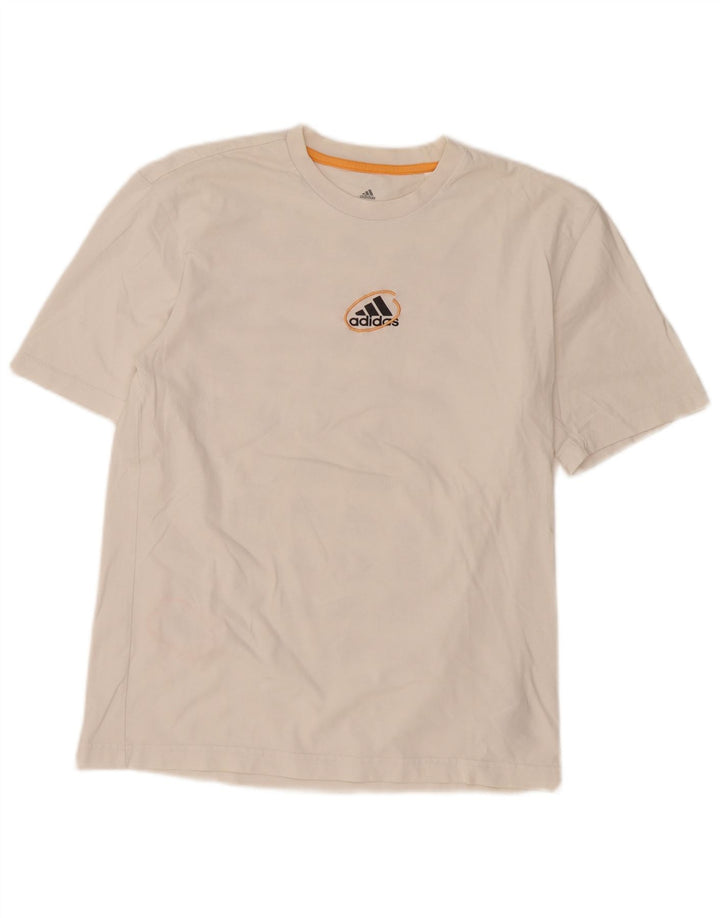 Męski T-shirt z grafiką ADIDAS, mały, biały, bawełniany