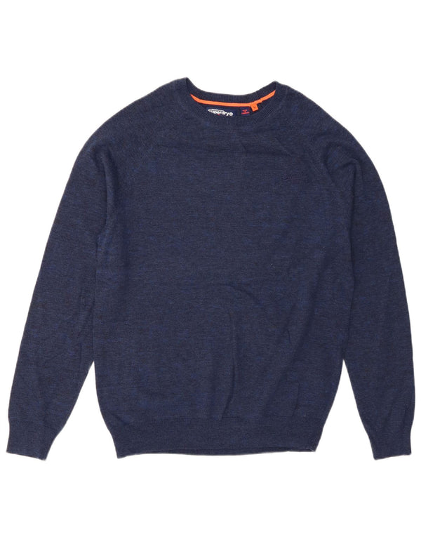 Męski sweter Superdry z okrągłym dekoltem, duży, niebieski, bawełniany