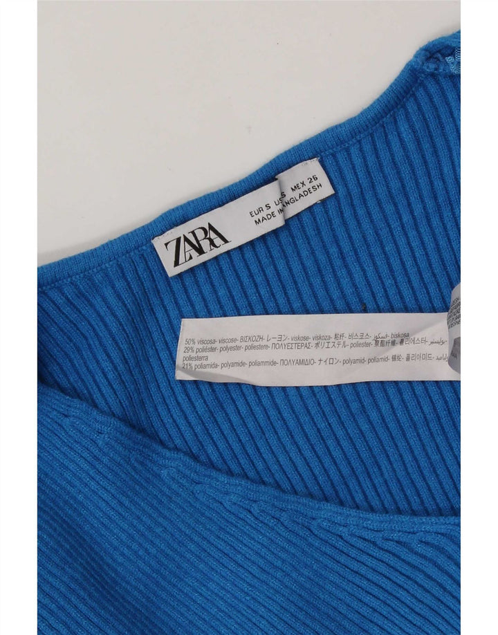 Damski krótki top z długim rękawem Zara UK 10 Small Blue Wiskoza