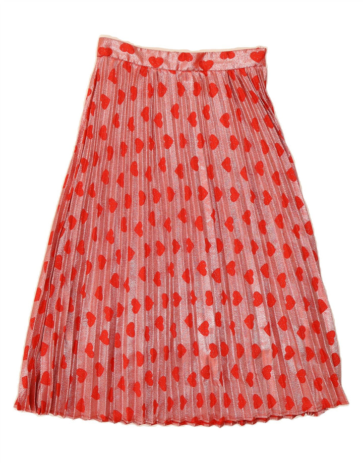 VINTAGE Womens Abstract Pattern Pleated Skirt Medium W27  Red Heart Vintage Vintage and Second-Hand Vintage from Messina Hembry 