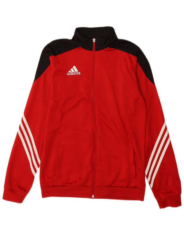 Adidas Męska bluza dresowa, mała czerwona, poliestrowa z blokami kolorów