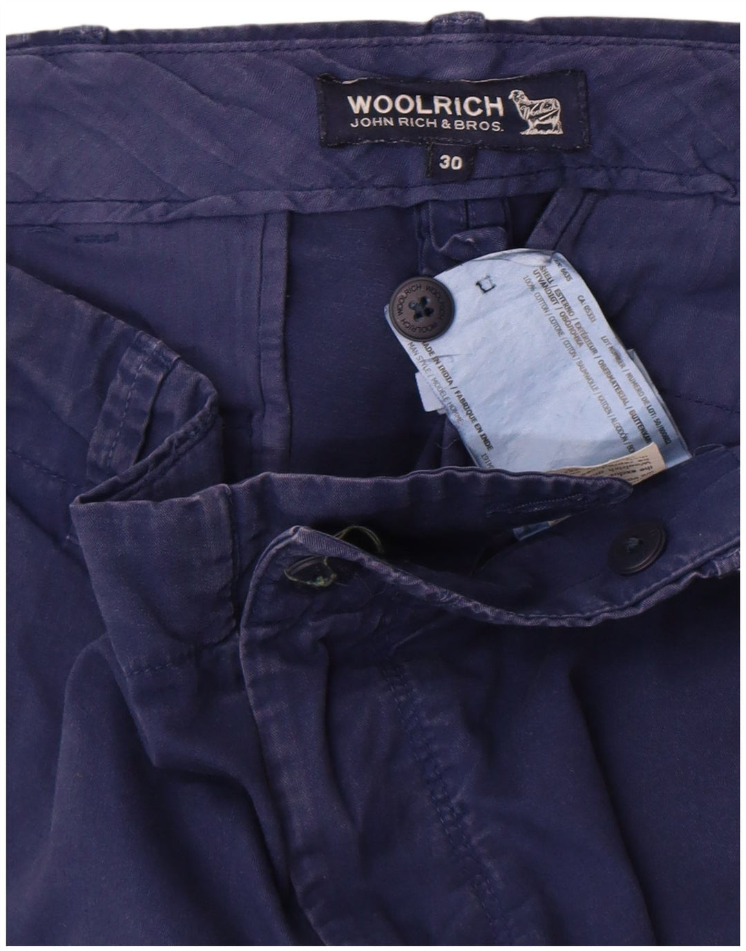 Męskie spodenki Chino Woolrich W30 Średni granatowy, bawełniany
