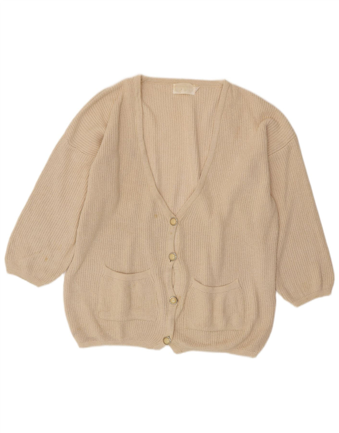 Damski sweter oversize w stylu vintage, EU 46/48 XL, w kolorze złamanej bieli