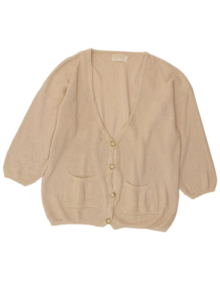 Damski sweter oversize w stylu vintage, EU 46/48 XL, w kolorze złamanej bieli