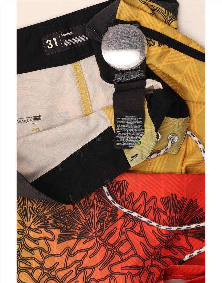 Męskie spodenki kąpielowe HURLEY, średni żółty, kwiatowy poliester