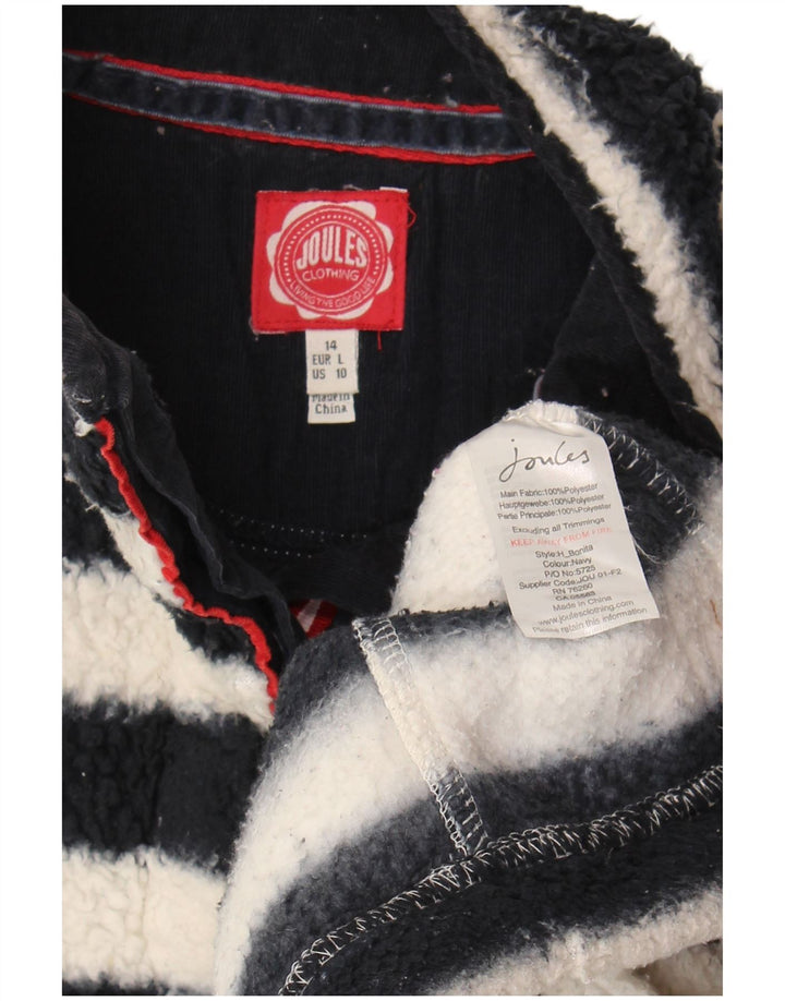 Damski sweter polarowy Joules Oversize UK 14, duży, czarny, poliestrowy w paski