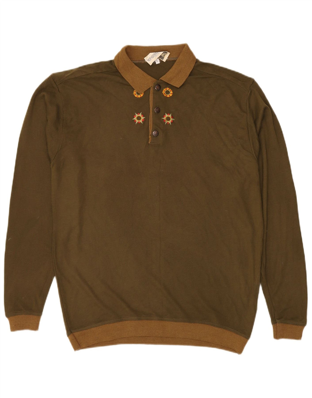 Męski sweter z golfem w stylu VINTAGE, duży akryl w kolorze khaki