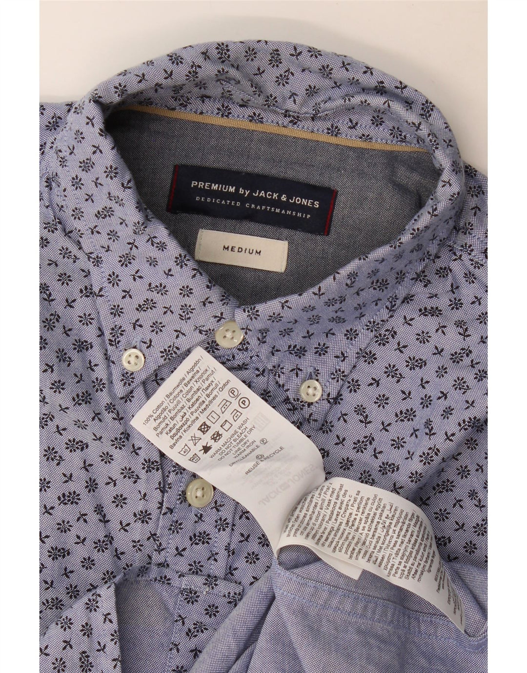 Koszula męska Jack & Jones, średnia niebieska, bawełniana w kwiaty